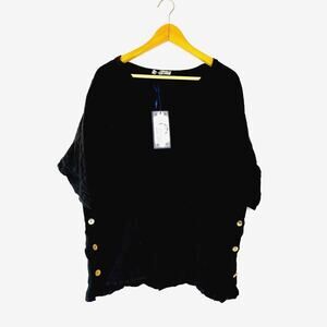 Tempo Paris Black Vneck Vent Top NEW